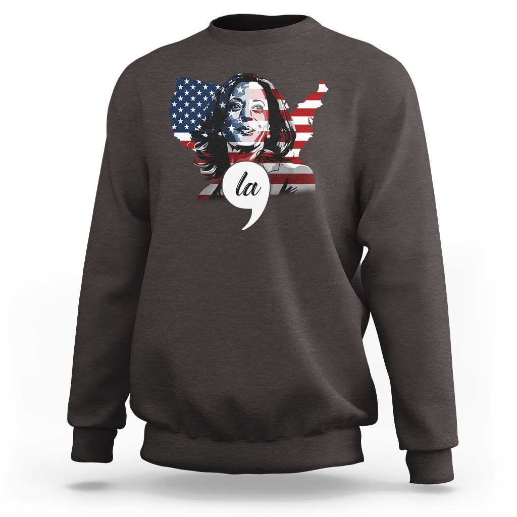 Comma La Harris Sweatshirt American Flag President 2024 - Wonder Print Shop