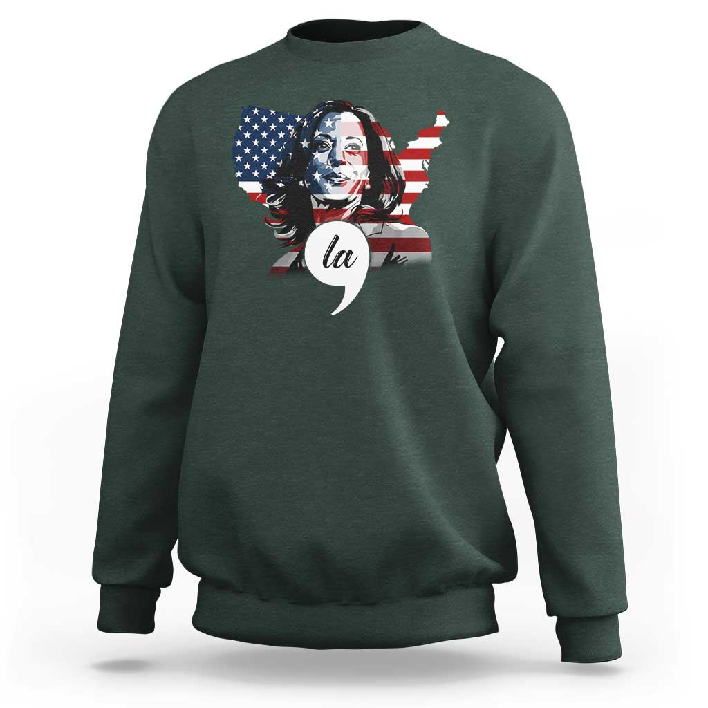 Comma La Harris Sweatshirt American Flag President 2024 - Wonder Print Shop