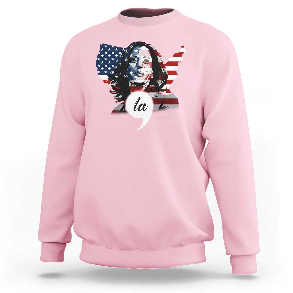 Comma La Harris Sweatshirt American Flag President 2024 - Wonder Print Shop