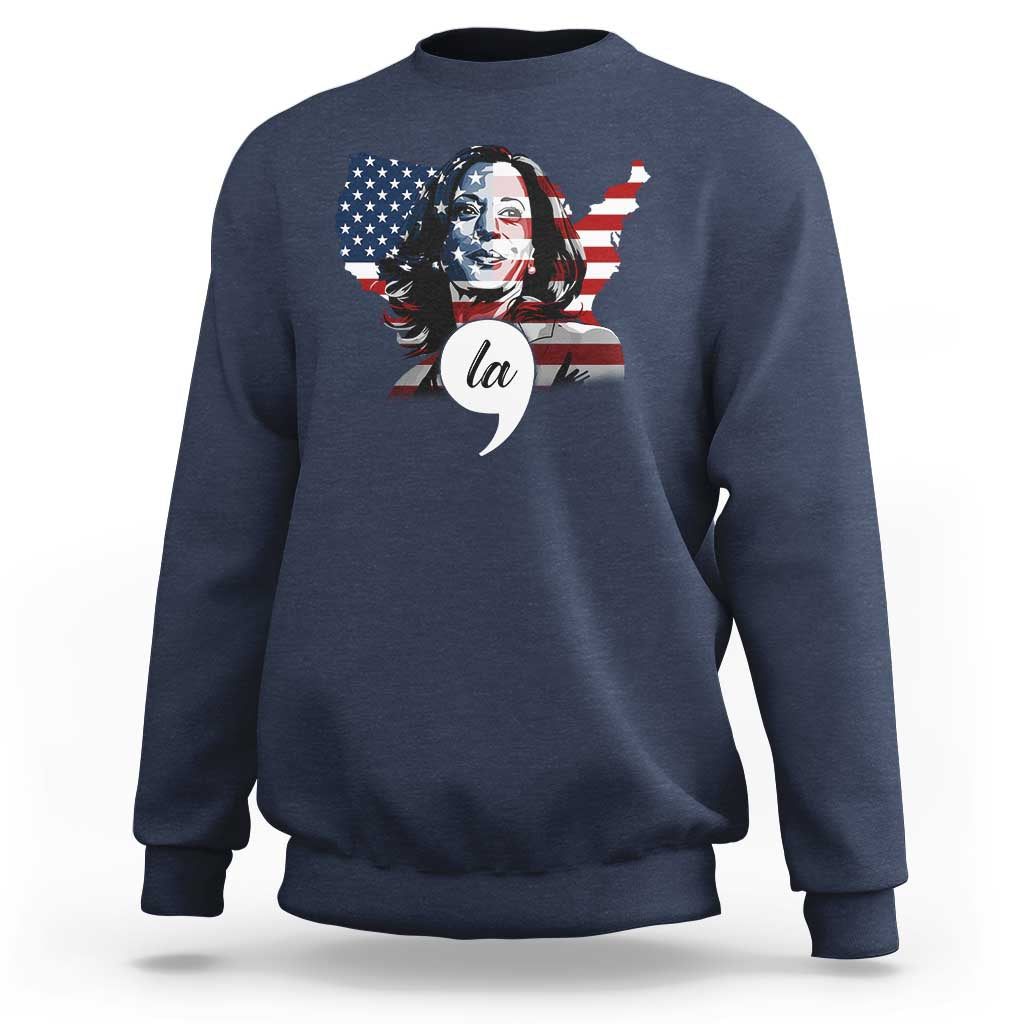Comma La Harris Sweatshirt American Flag President 2024 - Wonder Print Shop