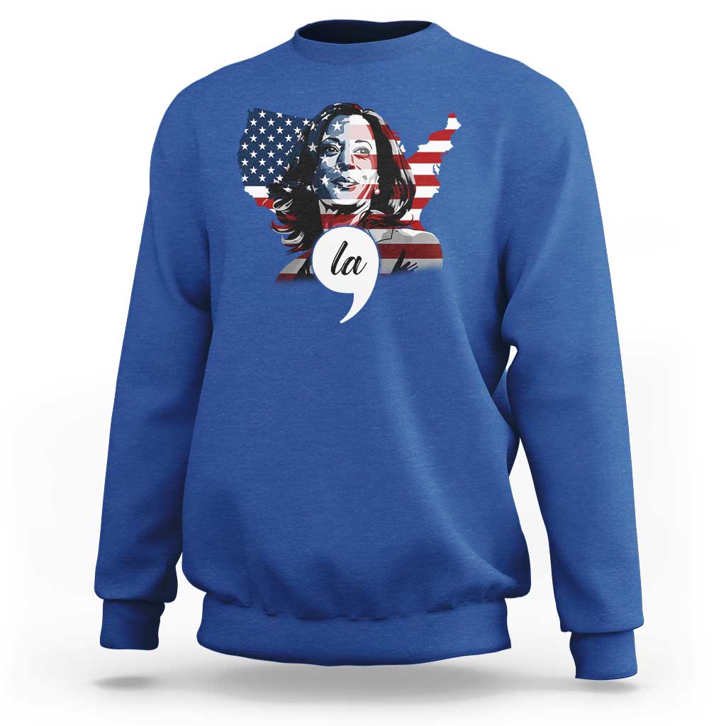 Comma La Harris Sweatshirt American Flag President 2024 - Wonder Print Shop