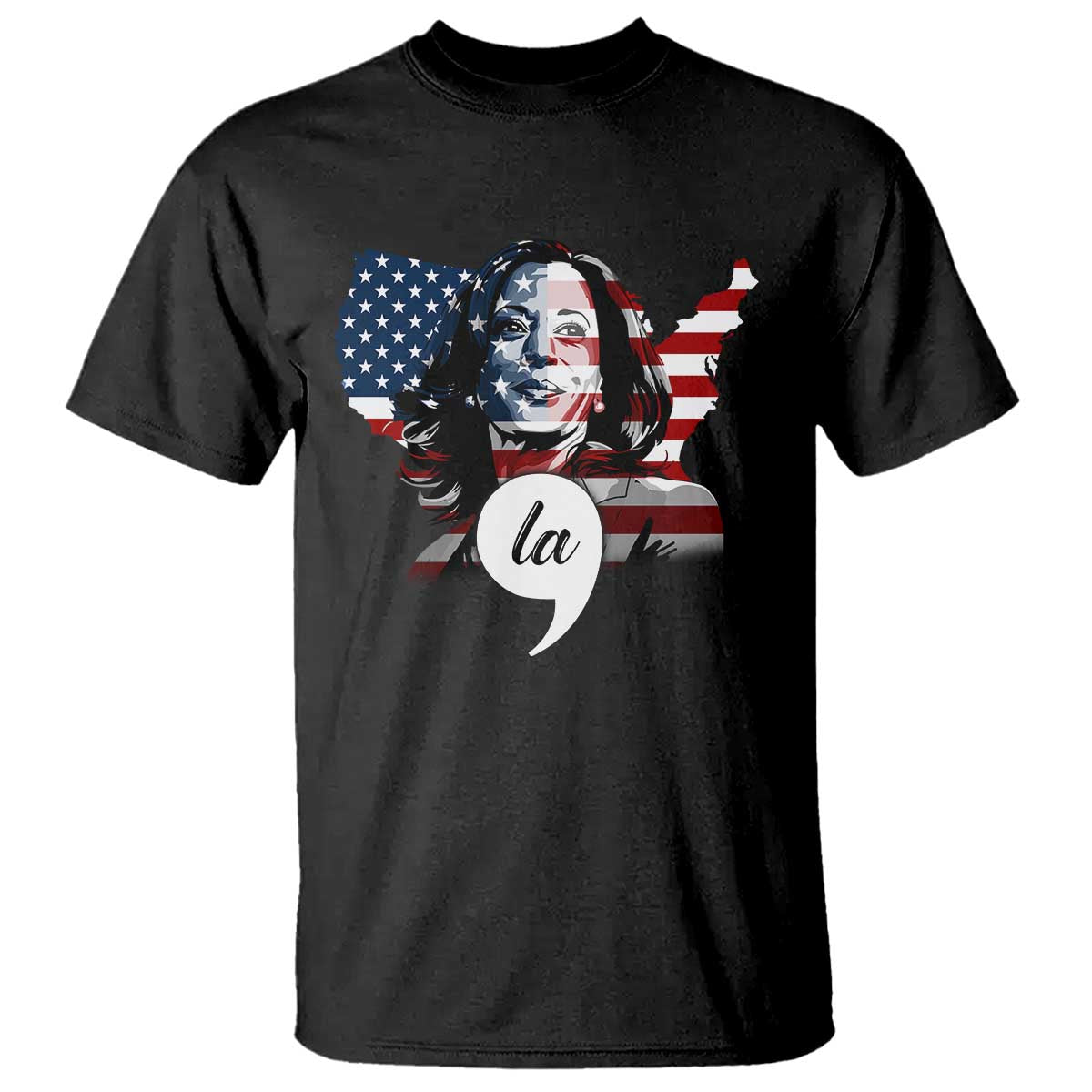 Comma La Harris T Shirt American Flag President 2024 - Wonder Print Shop