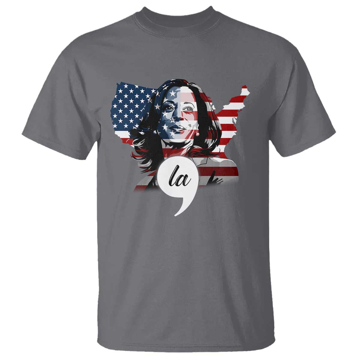 Comma La Harris T Shirt American Flag President 2024 - Wonder Print Shop