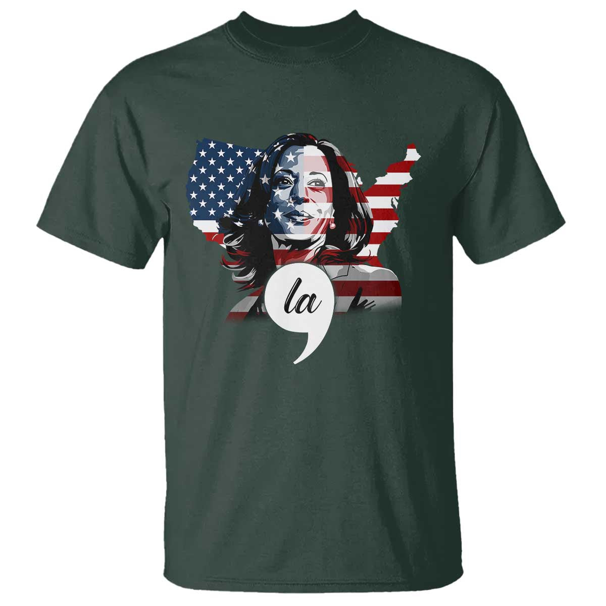 Comma La Harris T Shirt American Flag President 2024 - Wonder Print Shop