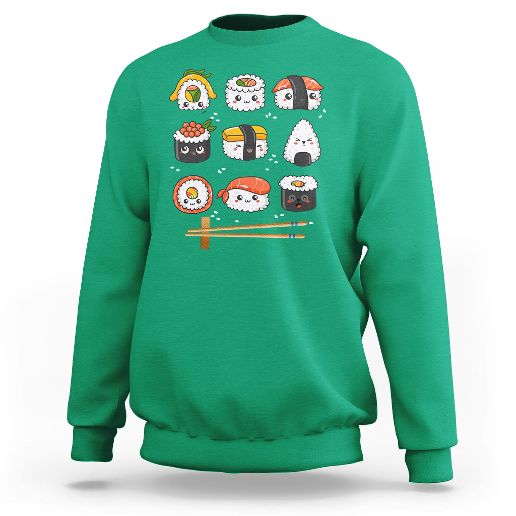 Kawaii Sushi Set Japanese Food Lover Anime Manga Rice Sweatshirt - Wonder Print Shop