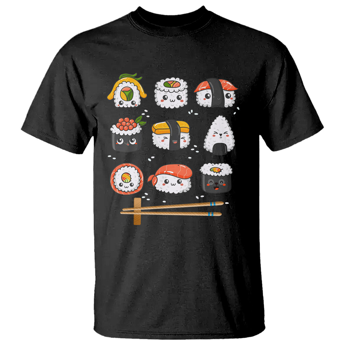 Kawaii Sushi Set Japanese Food Lover Anime Manga Rice T Shirt - Wonder Print Shop