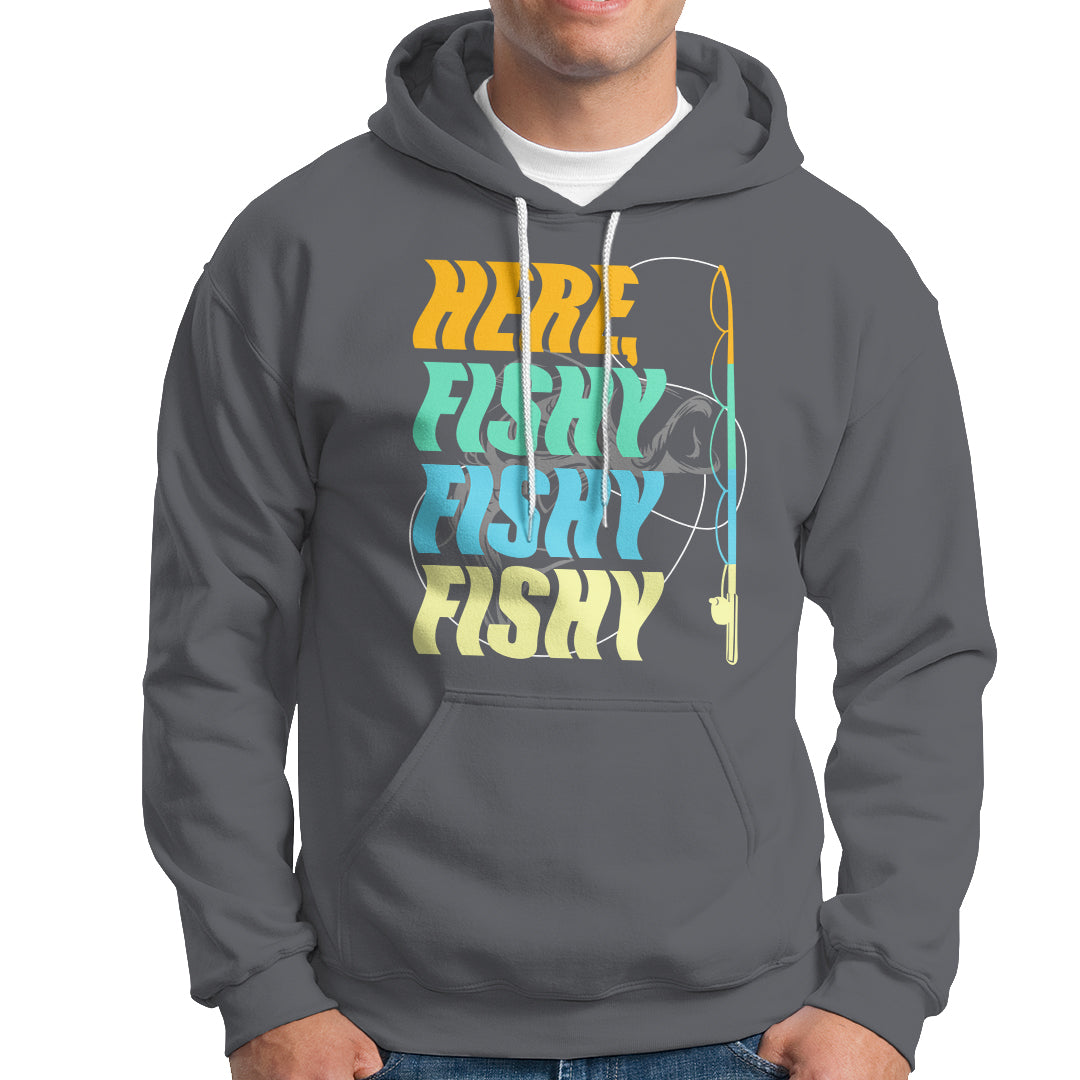 Here Fishy Fisherman Fishing Sport Angler Hoodie - Wonder Print Shop