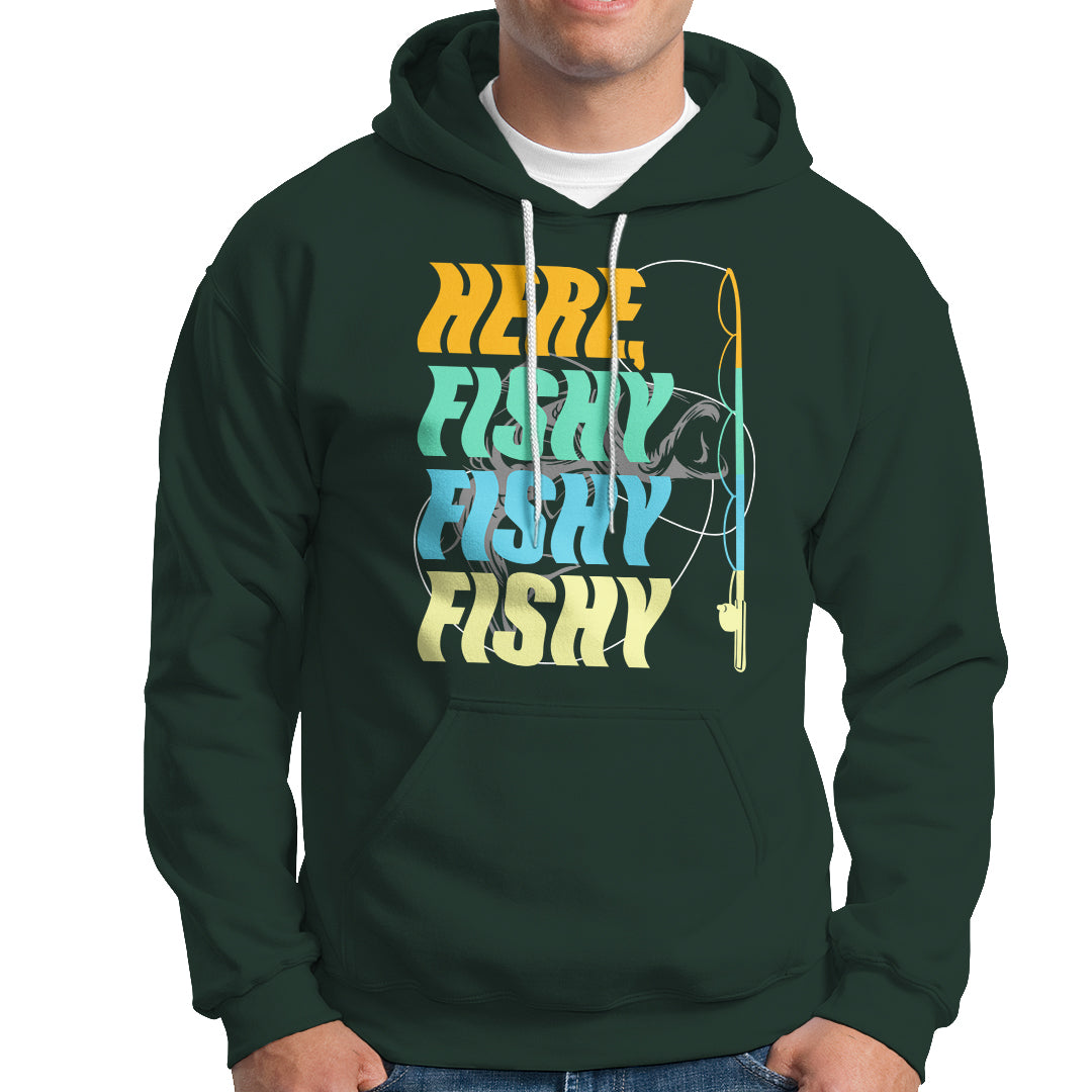 Here Fishy Fisherman Fishing Sport Angler Hoodie - Wonder Print Shop