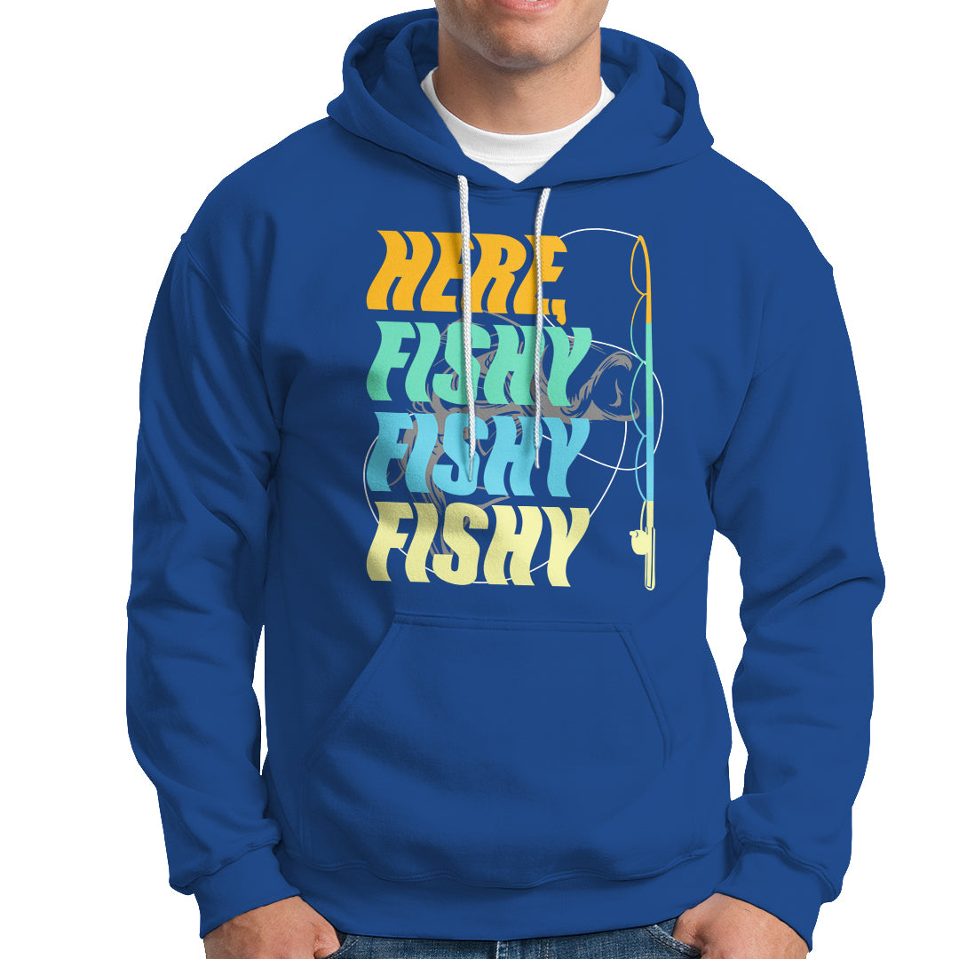 Here Fishy Fisherman Fishing Sport Angler Hoodie - Wonder Print Shop