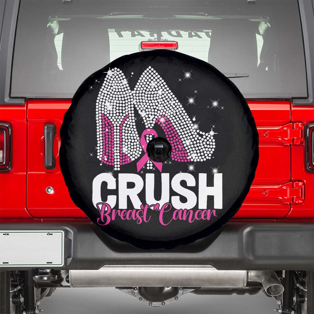 Crush Breast Cancer Awareness Spare Tire Cover Bling High Heels Pink Ribbon TS09