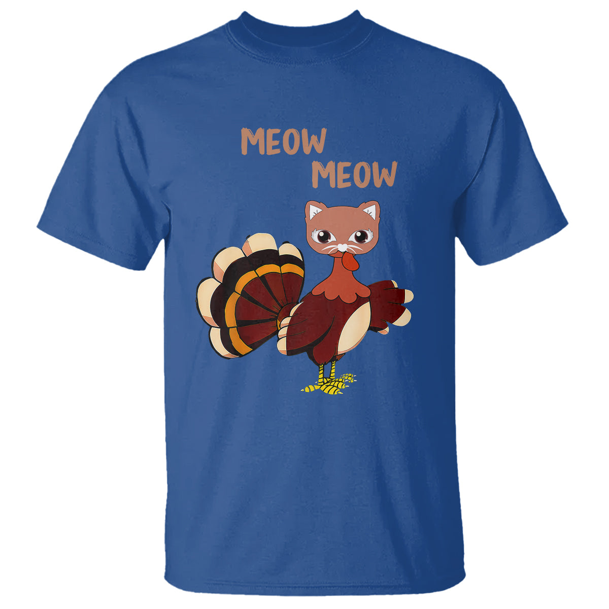 Thanksgiving Cat Lover T Shirt Funny Turkey Fake Meow Meow - Wonder Print Shop