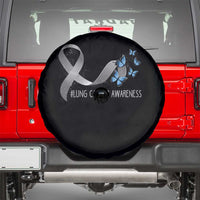 Pretty White Ribbon Butterfly Lung Cancer Awareness Spare Tire Cover