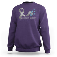 Pretty White Ribbon Butterfly Lung Cancer Awareness Sweatshirt - Wonder Print Shop