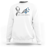 Pretty White Ribbon Butterfly Lung Cancer Awareness Sweatshirt - Wonder Print Shop