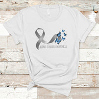 Pretty White Ribbon Butterfly Lung Cancer Awareness T Shirt - Wonder Print Shop