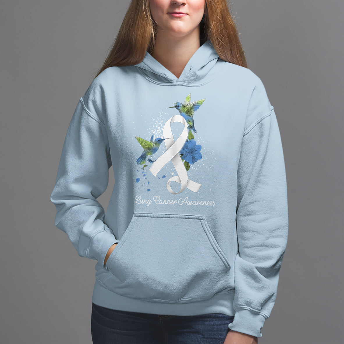 Pretty White Ribbon Bird Lung Cancer Awareness Hoodie - Wonder Print Shop
