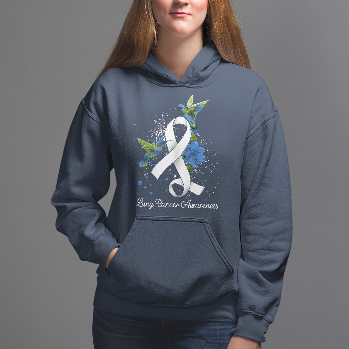 Pretty White Ribbon Bird Lung Cancer Awareness Hoodie - Wonder Print Shop