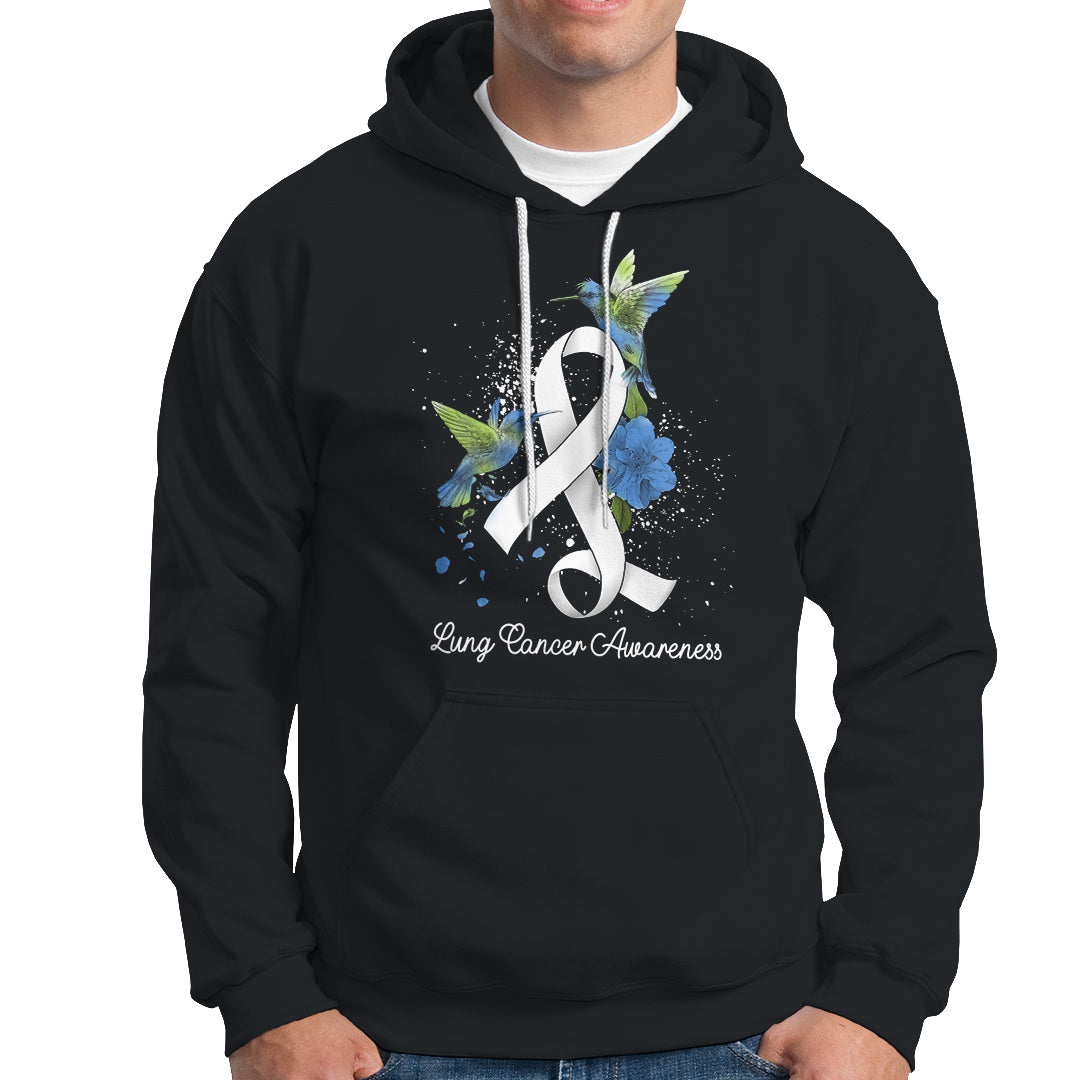 Pretty White Ribbon Bird Lung Cancer Awareness Hoodie - Wonder Print Shop