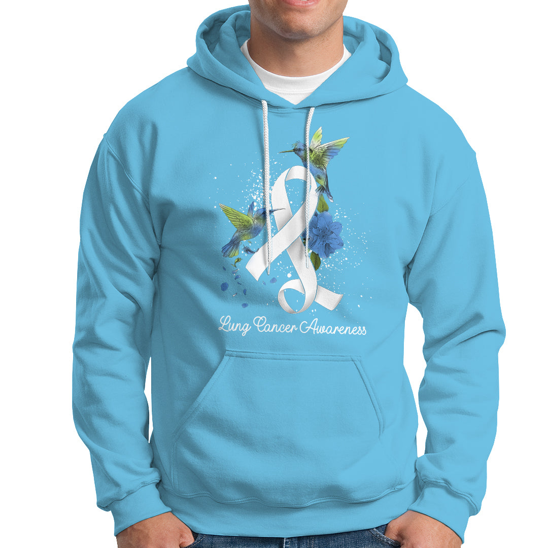 Pretty White Ribbon Bird Lung Cancer Awareness Hoodie - Wonder Print Shop