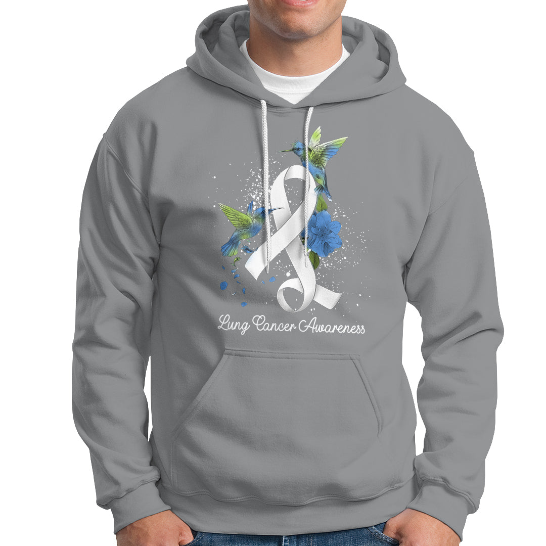 Pretty White Ribbon Bird Lung Cancer Awareness Hoodie - Wonder Print Shop