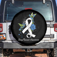 Pretty White Ribbon Bird Lung Cancer Awareness Spare Tire Cover