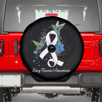 Pretty White Ribbon Bird Lung Cancer Awareness Spare Tire Cover
