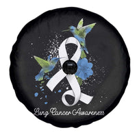 Pretty White Ribbon Bird Lung Cancer Awareness Spare Tire Cover
