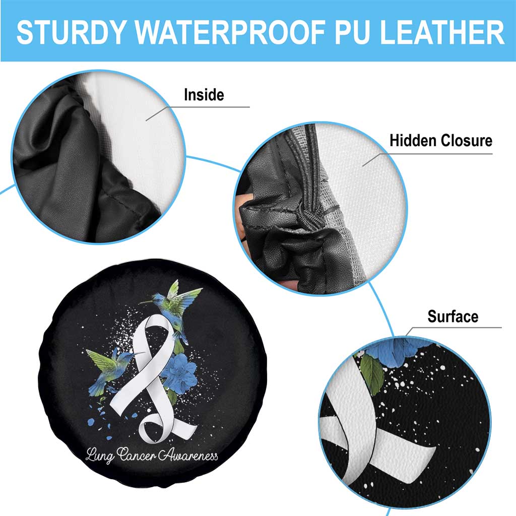 Pretty White Ribbon Bird Lung Cancer Awareness Spare Tire Cover