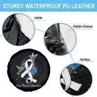 Pretty White Ribbon Bird Lung Cancer Awareness Spare Tire Cover