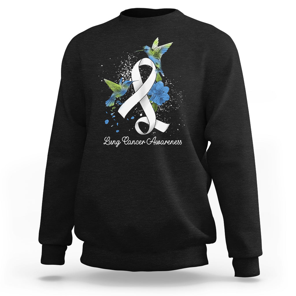Pretty White Ribbon Bird Lung Cancer Awareness Sweatshirt - Wonder Print Shop