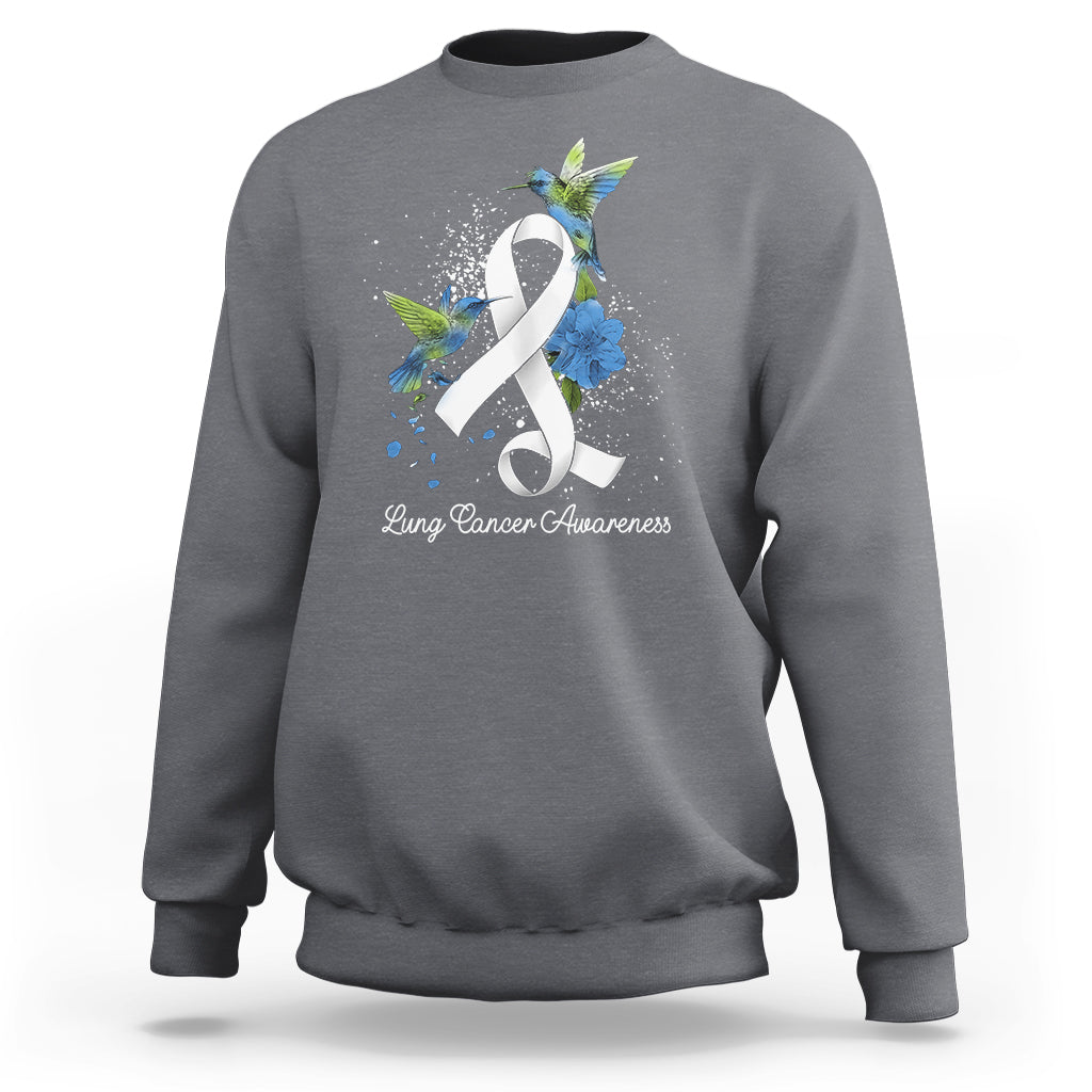 Pretty White Ribbon Bird Lung Cancer Awareness Sweatshirt - Wonder Print Shop