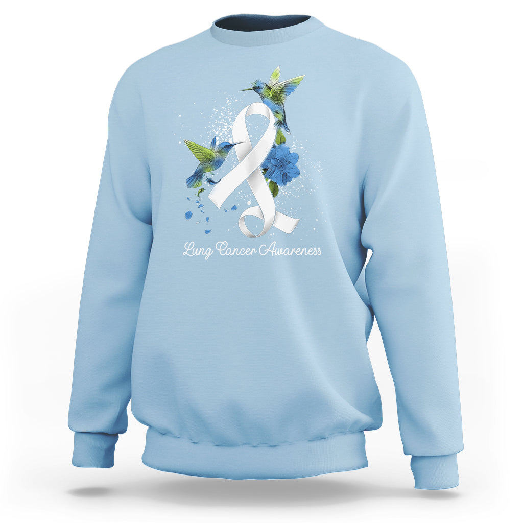 Pretty White Ribbon Bird Lung Cancer Awareness Sweatshirt - Wonder Print Shop