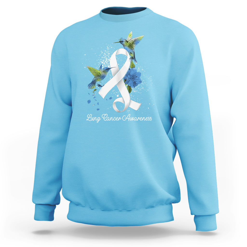 Pretty White Ribbon Bird Lung Cancer Awareness Sweatshirt - Wonder Print Shop