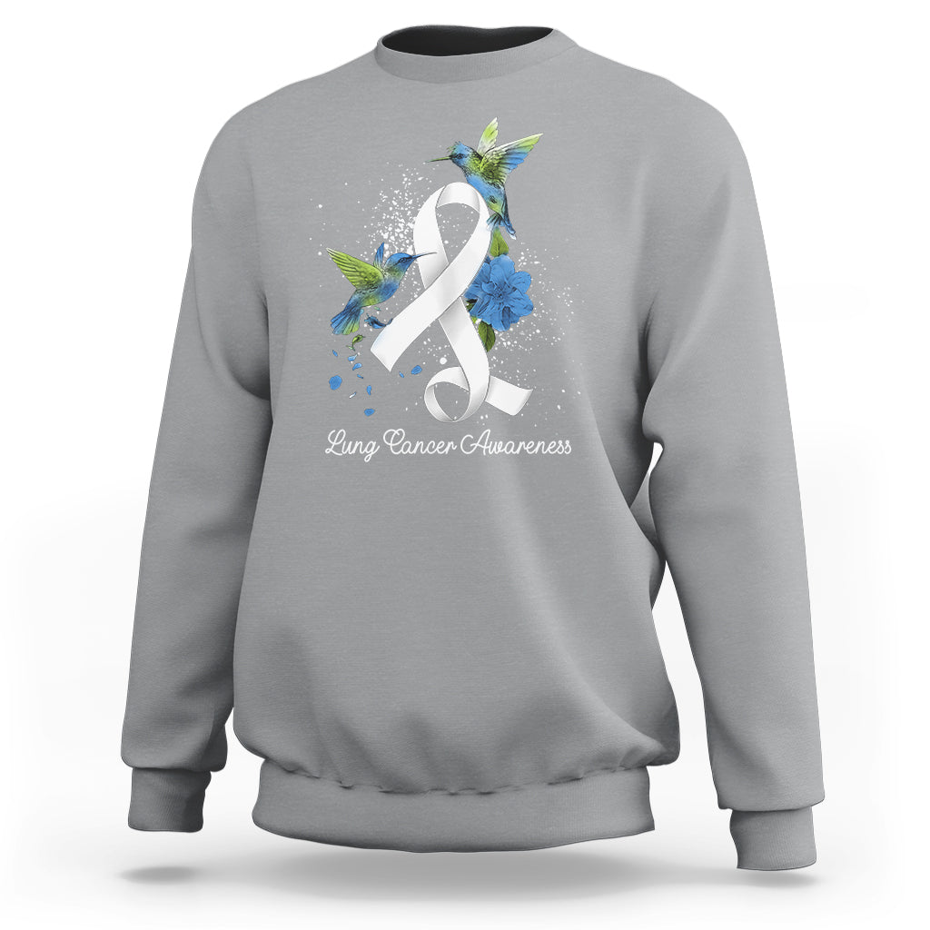 Pretty White Ribbon Bird Lung Cancer Awareness Sweatshirt - Wonder Print Shop