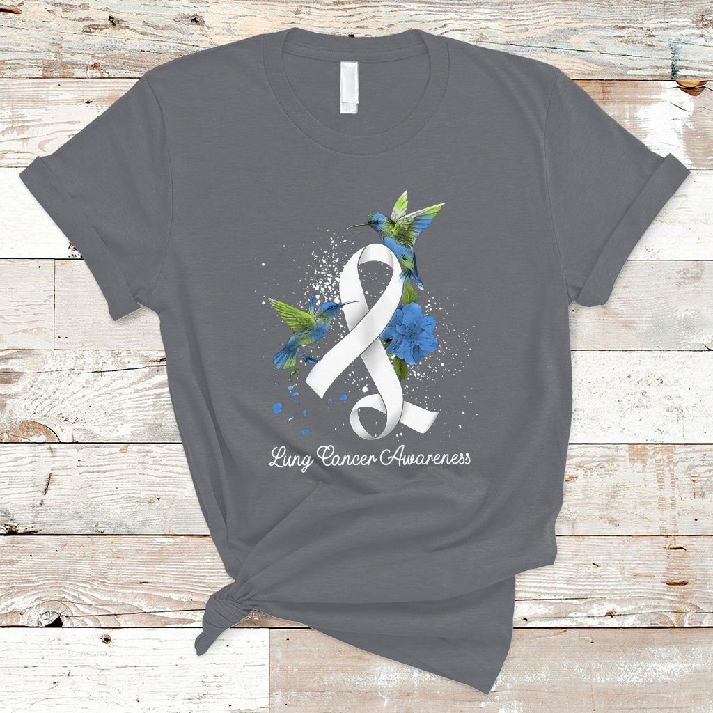 Pretty White Ribbon Bird Lung Cancer Awareness T Shirt - Wonder Print Shop