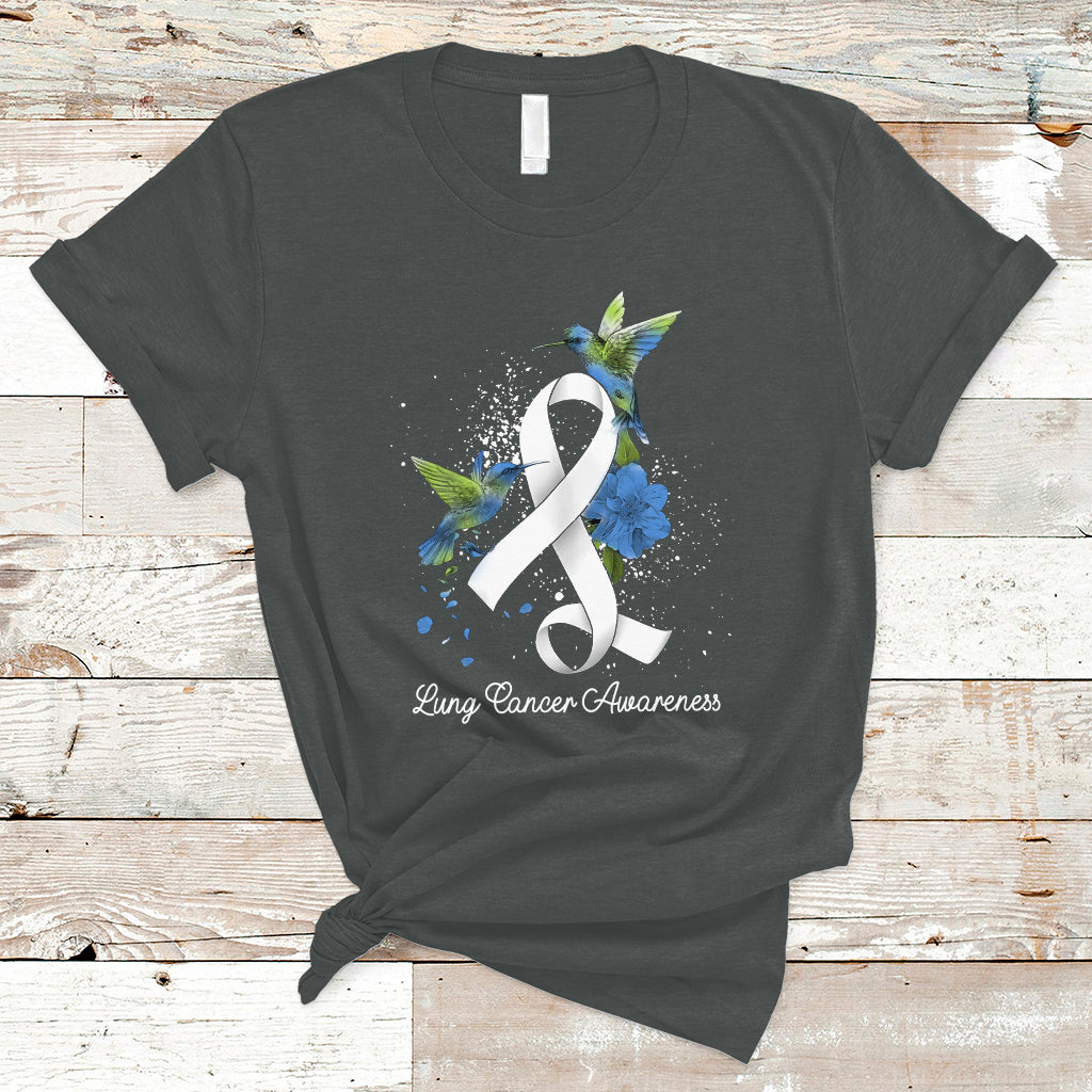 Pretty White Ribbon Bird Lung Cancer Awareness T Shirt - Wonder Print Shop