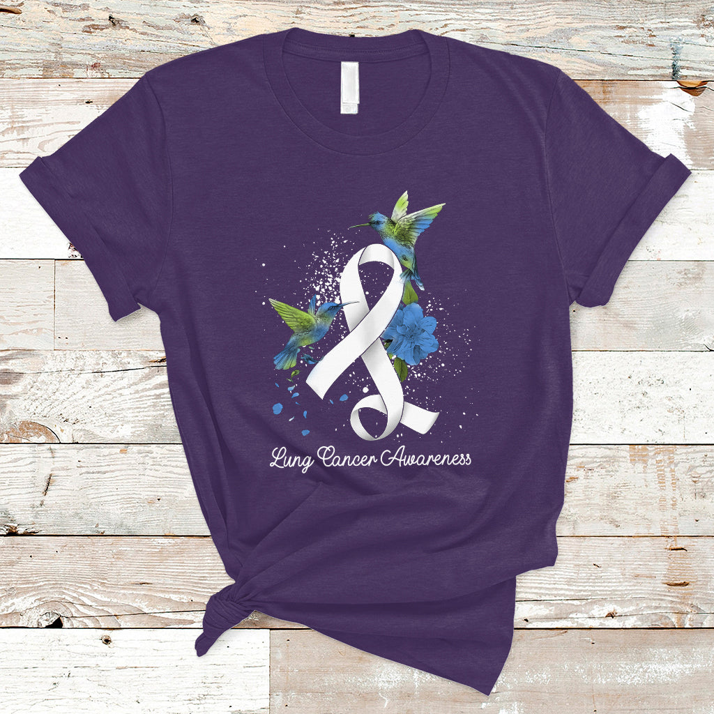 Pretty White Ribbon Bird Lung Cancer Awareness T Shirt - Wonder Print Shop