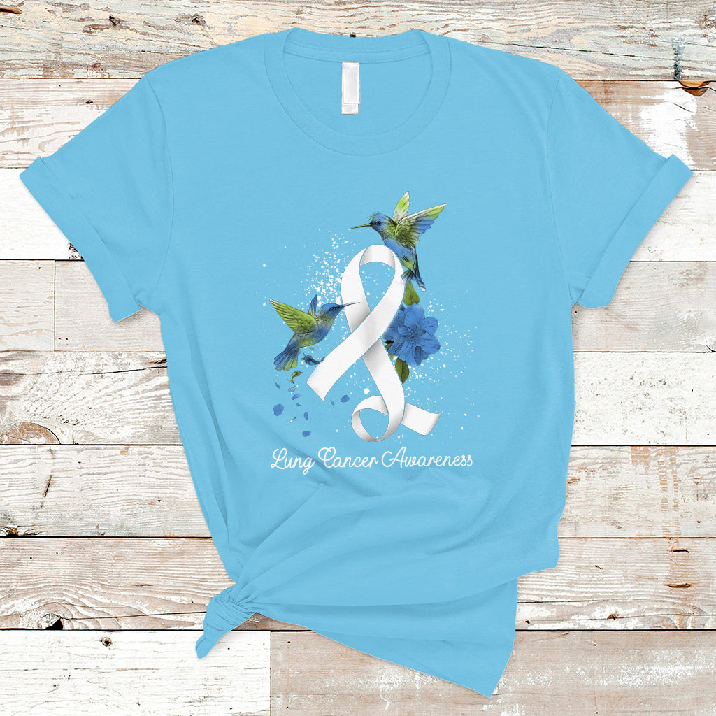 Pretty White Ribbon Bird Lung Cancer Awareness T Shirt - Wonder Print Shop