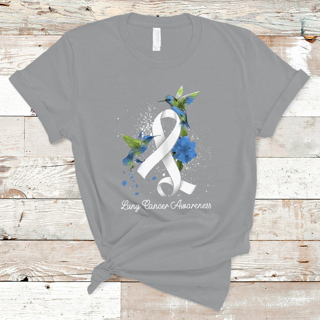 Pretty White Ribbon Bird Lung Cancer Awareness T Shirt - Wonder Print Shop