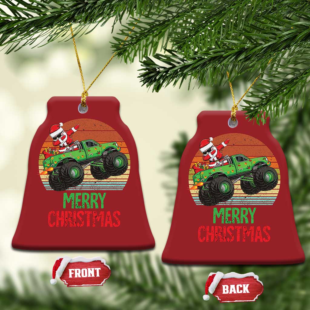 Merry Christmas Santa Monster Truck Dabbing Christmas Ornament - Wonder Print Shop