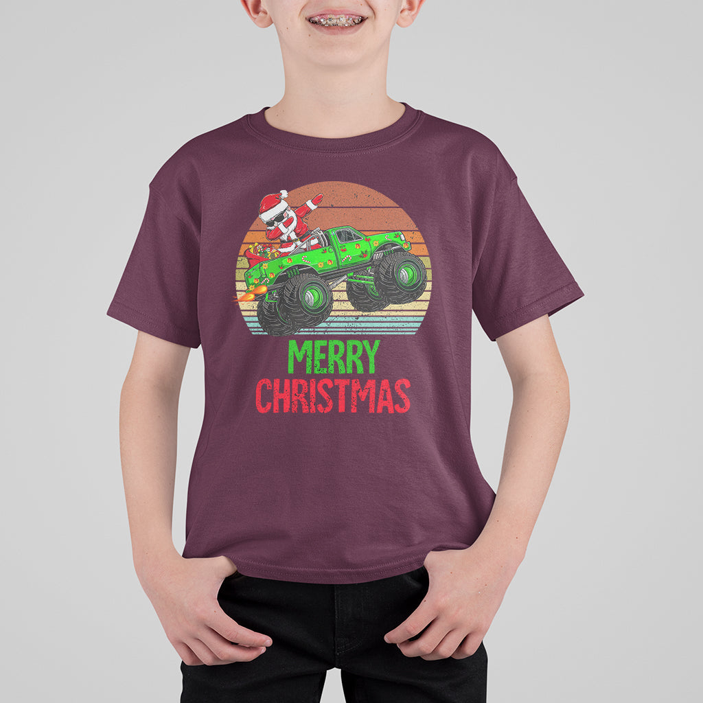 Merry Christmas Santa Monster Truck Dabbing T Shirt For Kid - Wonder Print Shop