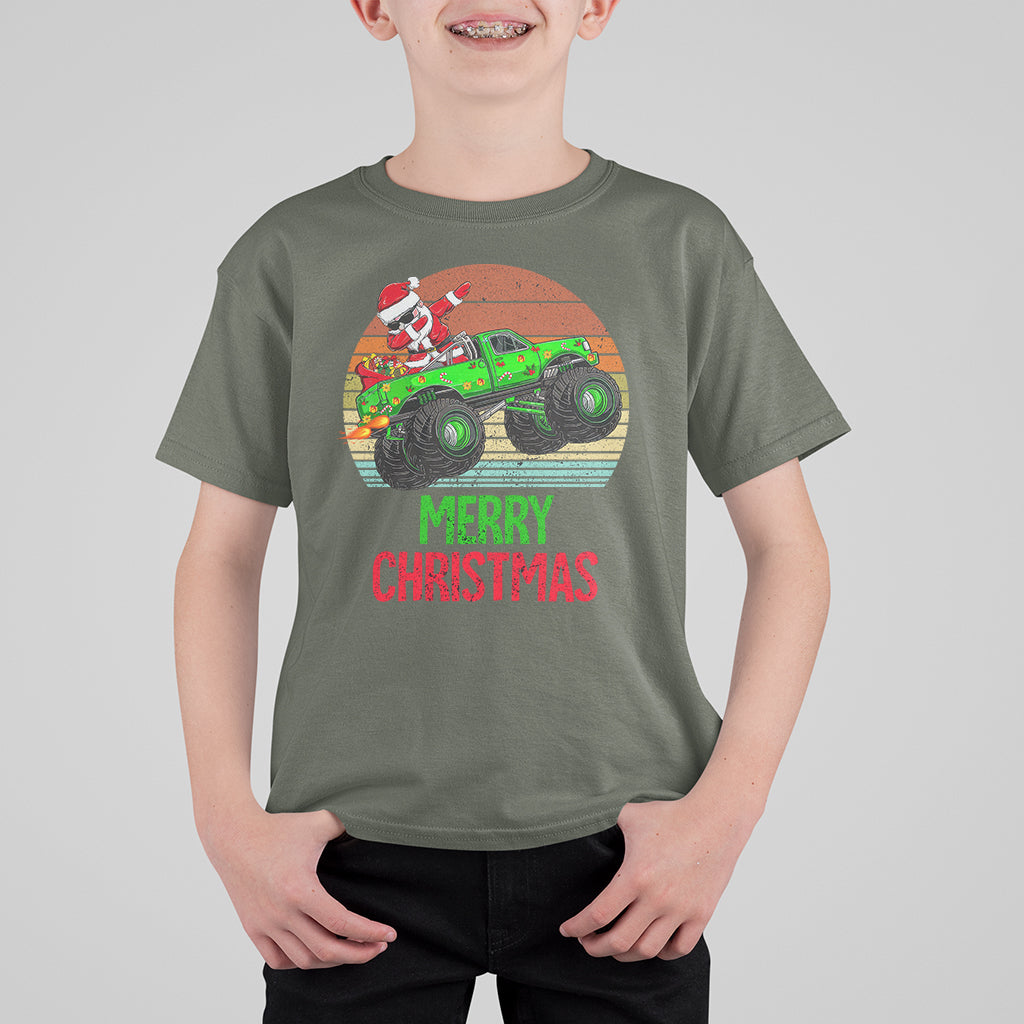 Merry Christmas Santa Monster Truck Dabbing T Shirt For Kid - Wonder Print Shop