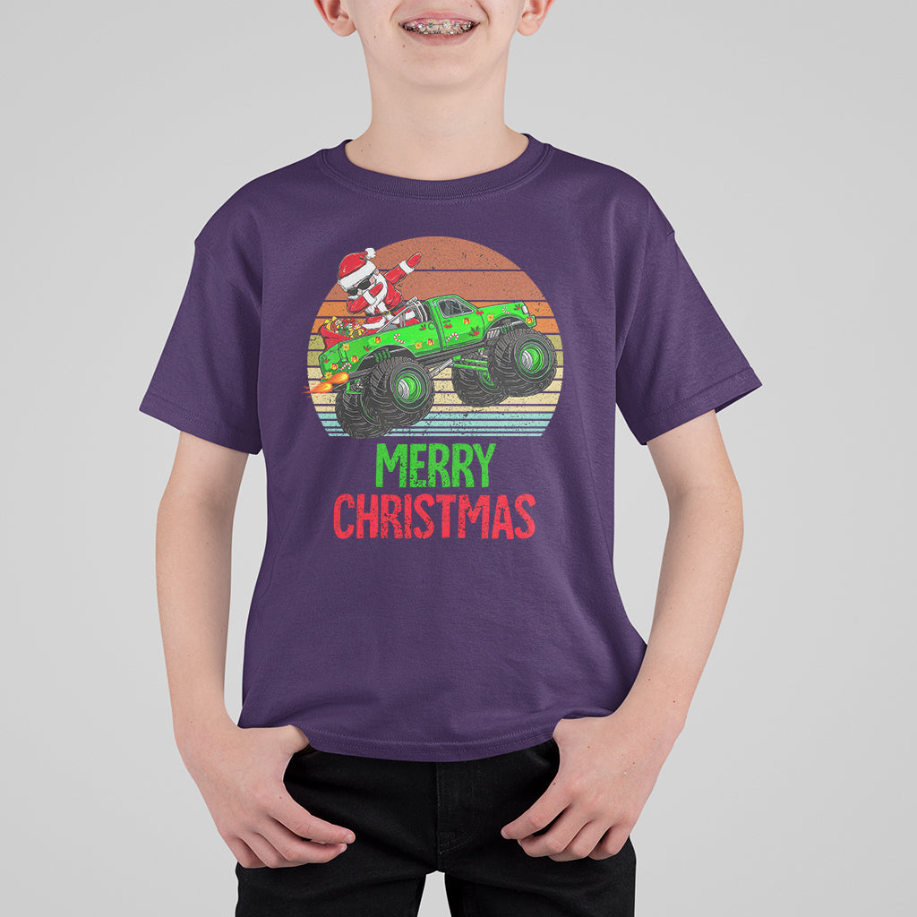 Merry Christmas Santa Monster Truck Dabbing T Shirt For Kid - Wonder Print Shop