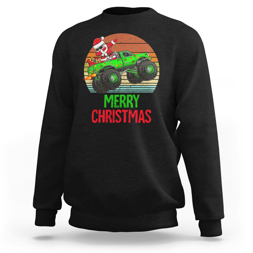 Merry Christmas Santa Monster Truck Dabbing Sweatshirt - Wonder Print Shop