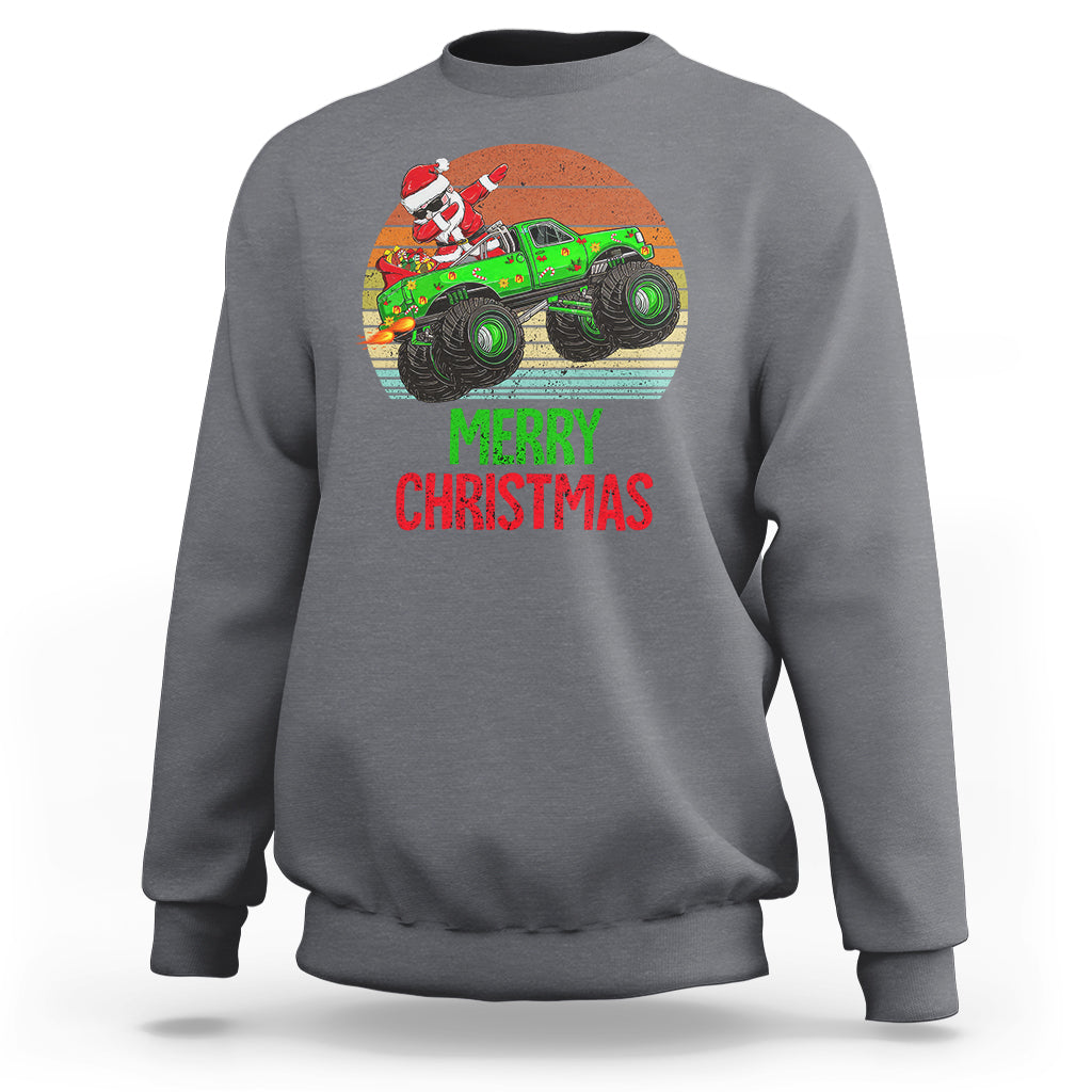 Merry Christmas Santa Monster Truck Dabbing Sweatshirt - Wonder Print Shop