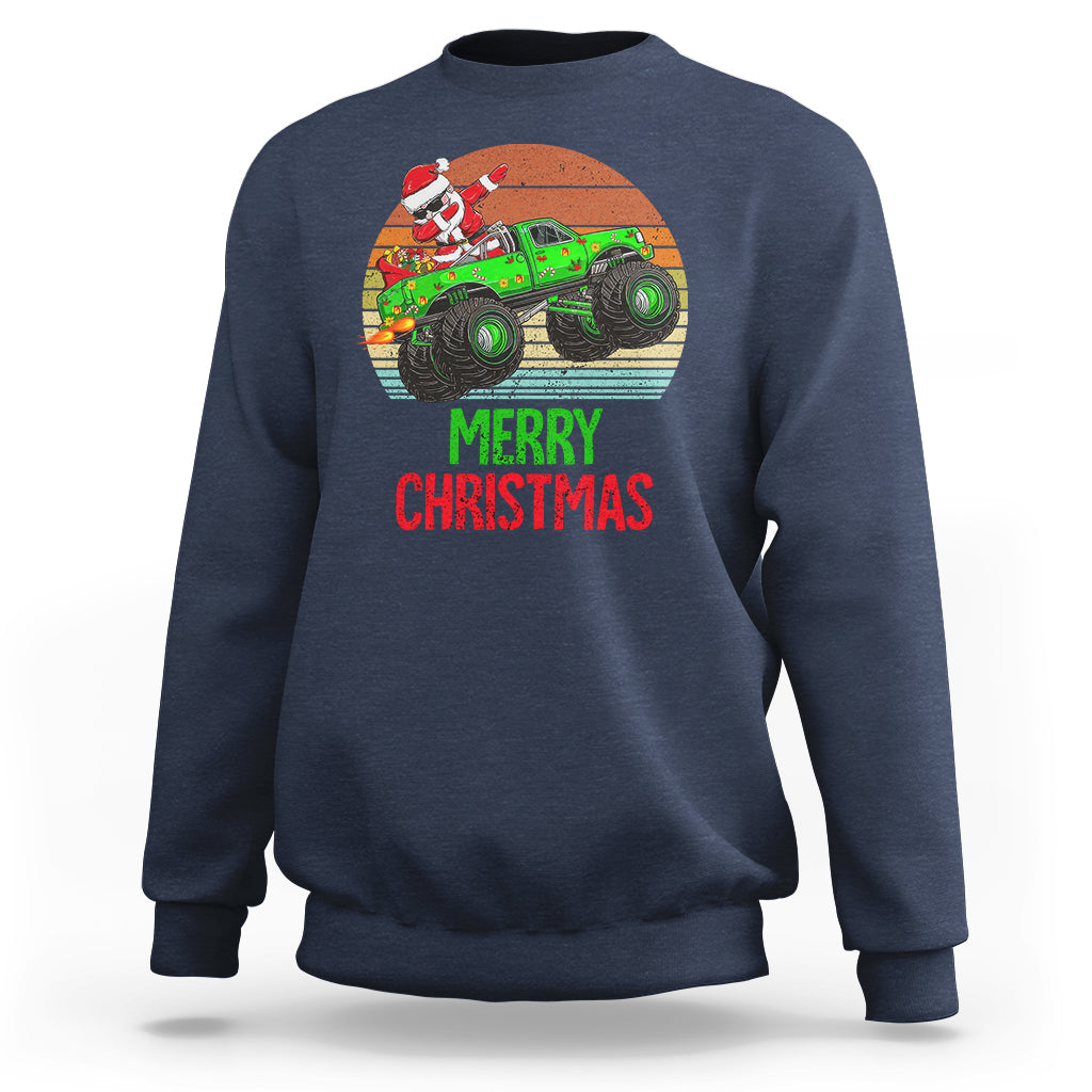 Merry Christmas Santa Monster Truck Dabbing Sweatshirt - Wonder Print Shop