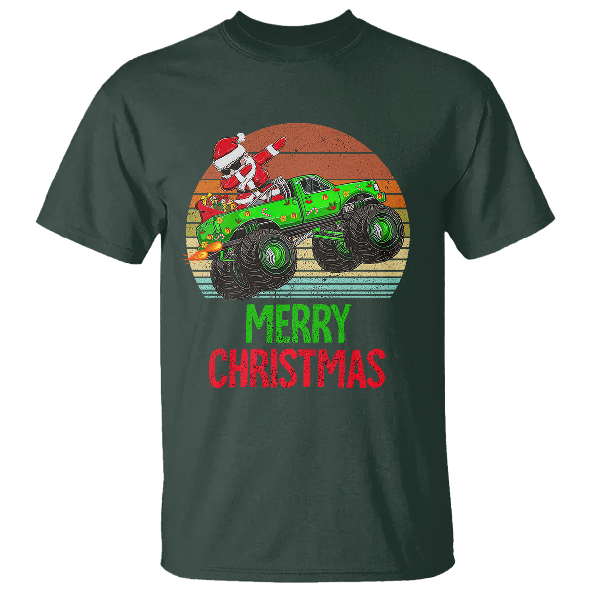 Merry Christmas Santa Monster Truck Dabbing T Shirt - Wonder Print Shop