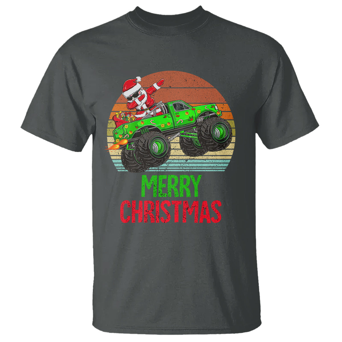 Merry Christmas Santa Monster Truck Dabbing T Shirt - Wonder Print Shop