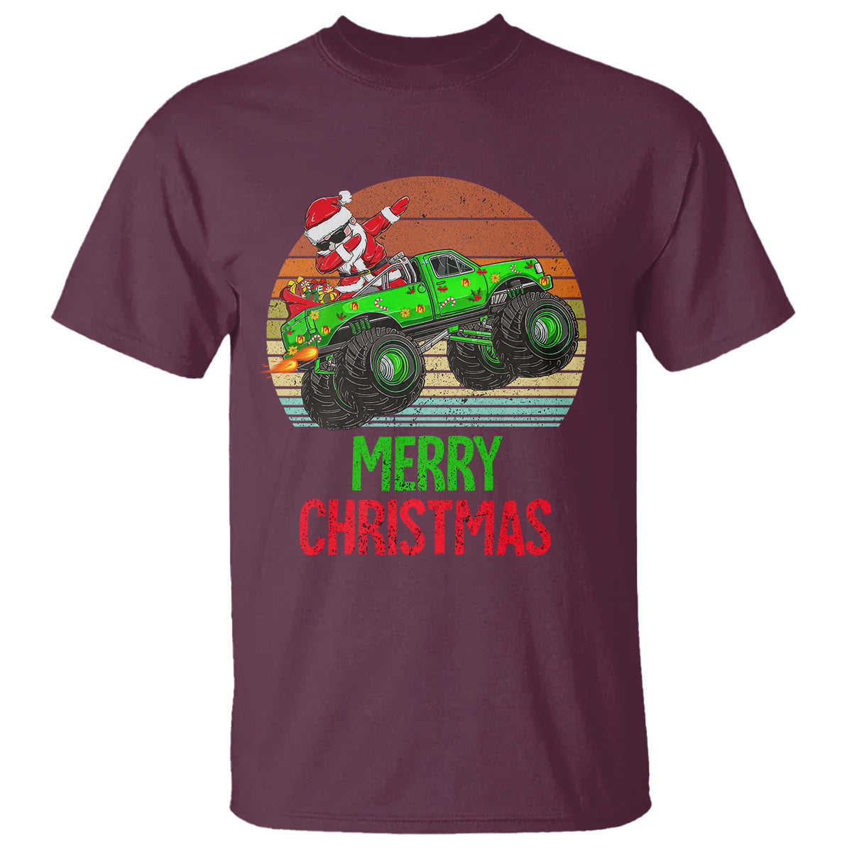 Merry Christmas Santa Monster Truck Dabbing T Shirt - Wonder Print Shop
