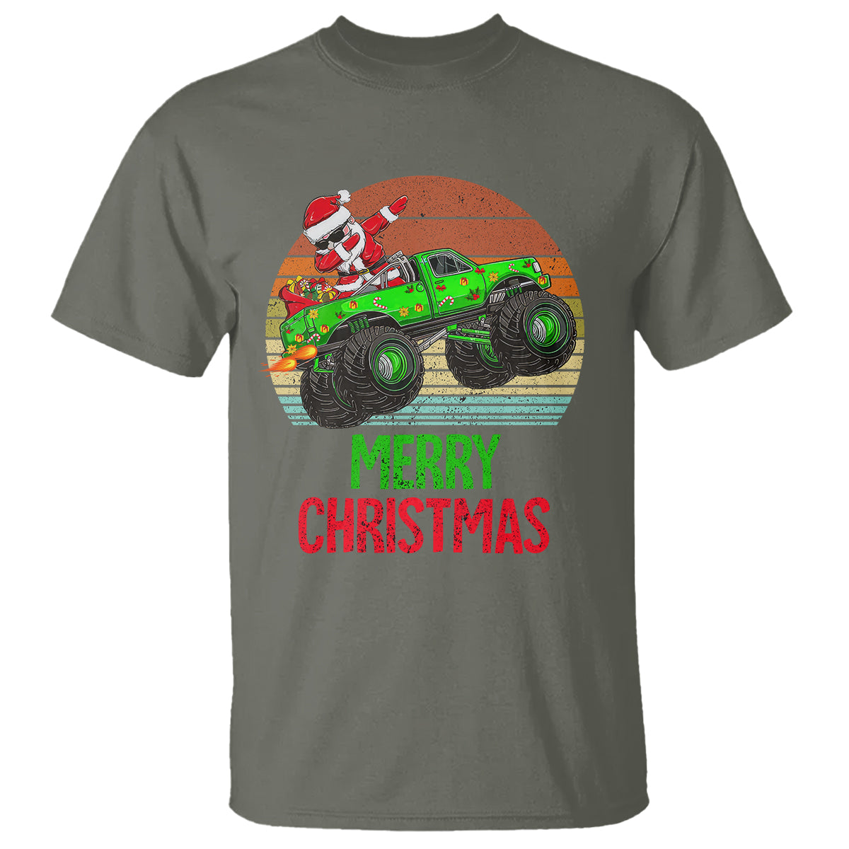 Merry Christmas Santa Monster Truck Dabbing T Shirt - Wonder Print Shop